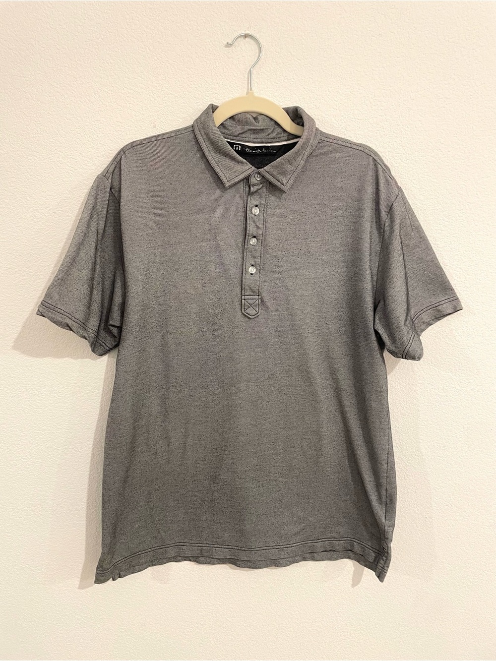 Travis Mathew Men's Gray Polo Short Sleeve Button Placket